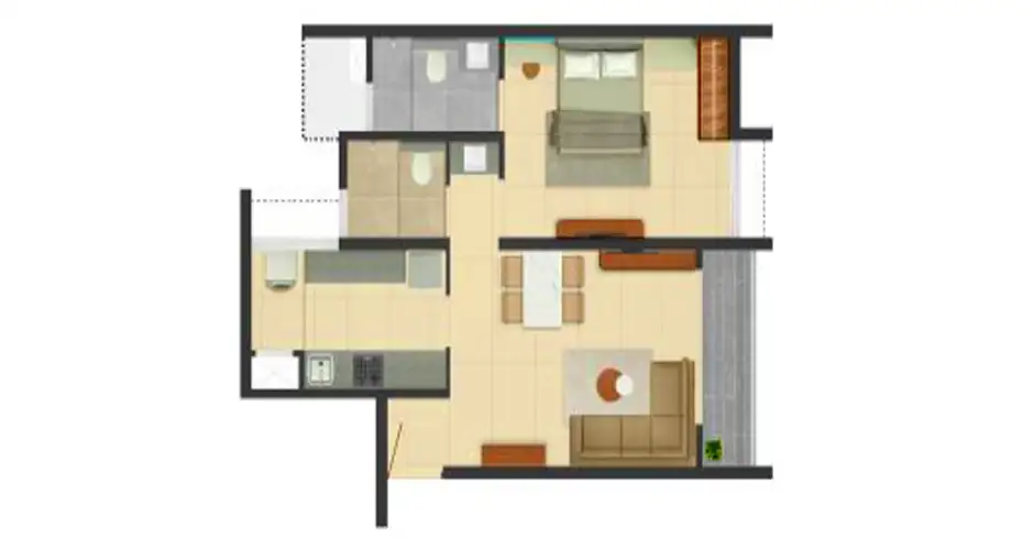 Rohan Thane 1 BHK Floor Plan