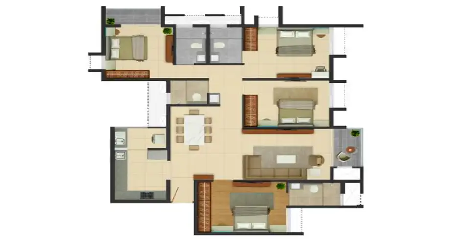 Rohan Thane 3 BHK Floor Plan